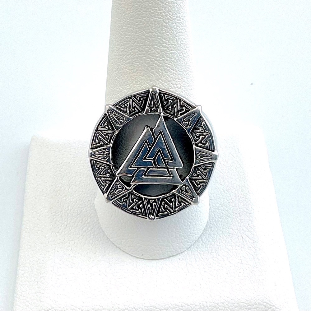 Silver Nordic Men's Ring, The Valknut Viking Ring, Odin"s Ring, Warriors's Knot